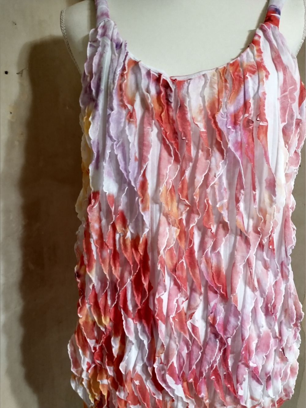 Pink Multi-Color Ruffled Tank Top - Picture 6 of 9